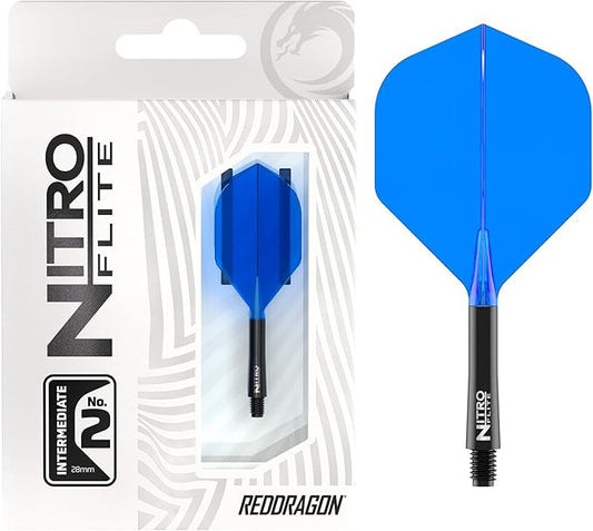 RED DRAGON Darts – Nitro Flite Integrated Flight & Shaft System – No.2 Shape and Design - Available in Short, Intermediate & Medium - Available in Variety of Colours - Professional Darts Accessories
