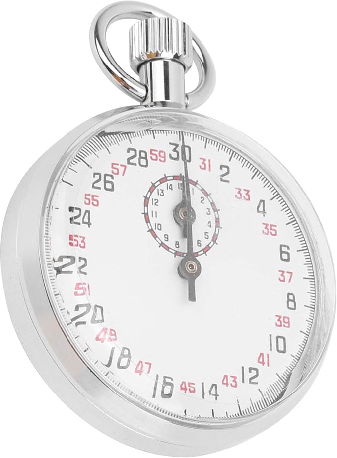 Mechanical Stopwatch Metal Mechanical Stop Watch Analog Handheld Running Timer Cycling Count Timer Large Dial Display Physics Teaching Equipment