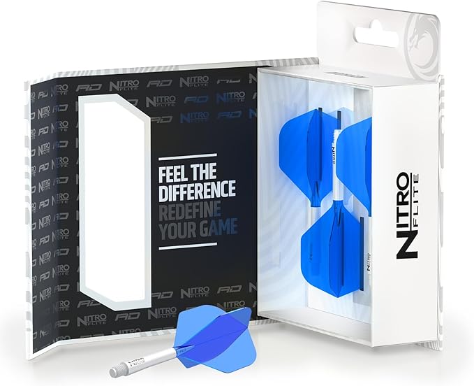 RED DRAGON Darts – Nitro Flite Integrated Flight & Shaft System – No.2 Shape and Design - Available in Short, Intermediate & Medium - Available in Variety of Colours - Professional Darts Accessories