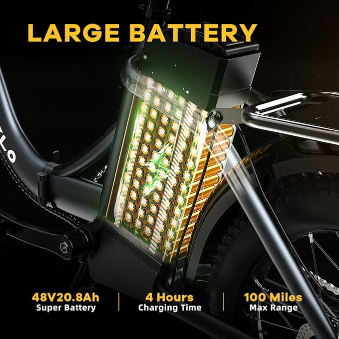 DriftGod Folding Electric Bike for Adults ā 1000W Motor, 20"x3" Fat Tire, 48V Removable Battery, All-Terrain E-Bike with 7-Speed, Front Suspension ā Powerful Foldable Ebike for Commuter
