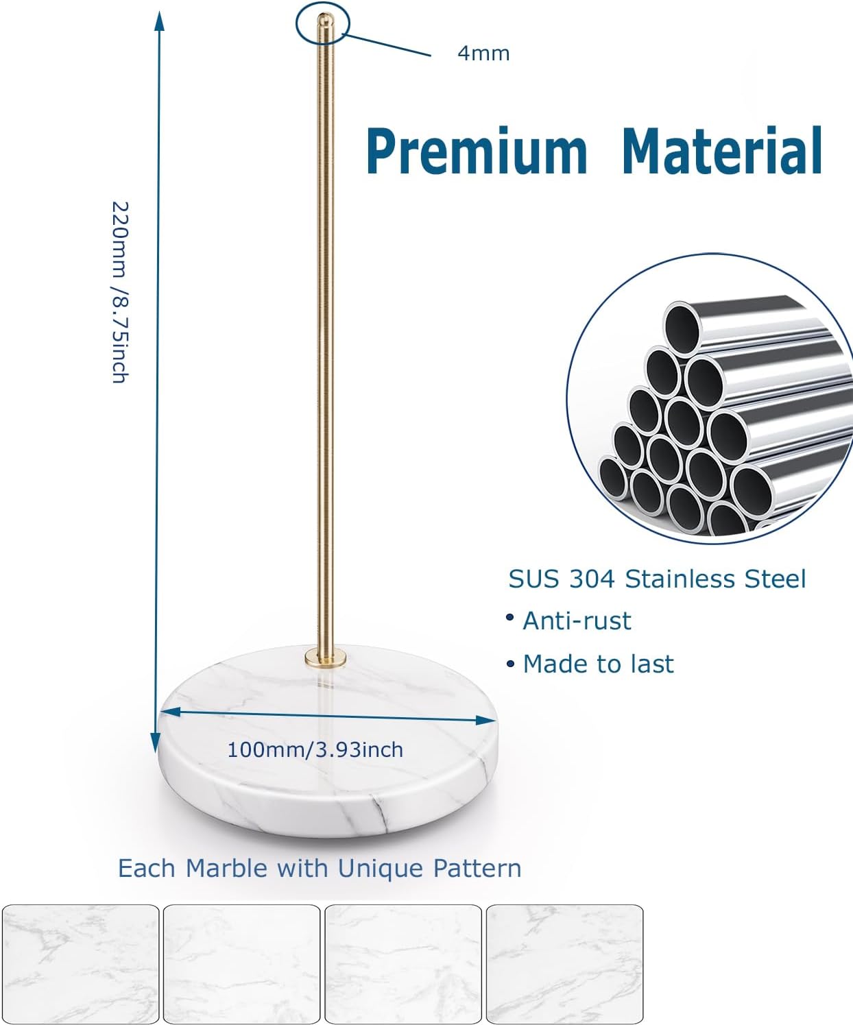 Tumbler Lid Organizer with Marble Base for Stanley /Yeti Tumbler,Space-saving Vertical Cup Lid Stacker Storage Design for Up to 10 Lids,Clutter-Free Kitchen Cabinets and Countertops (Black)