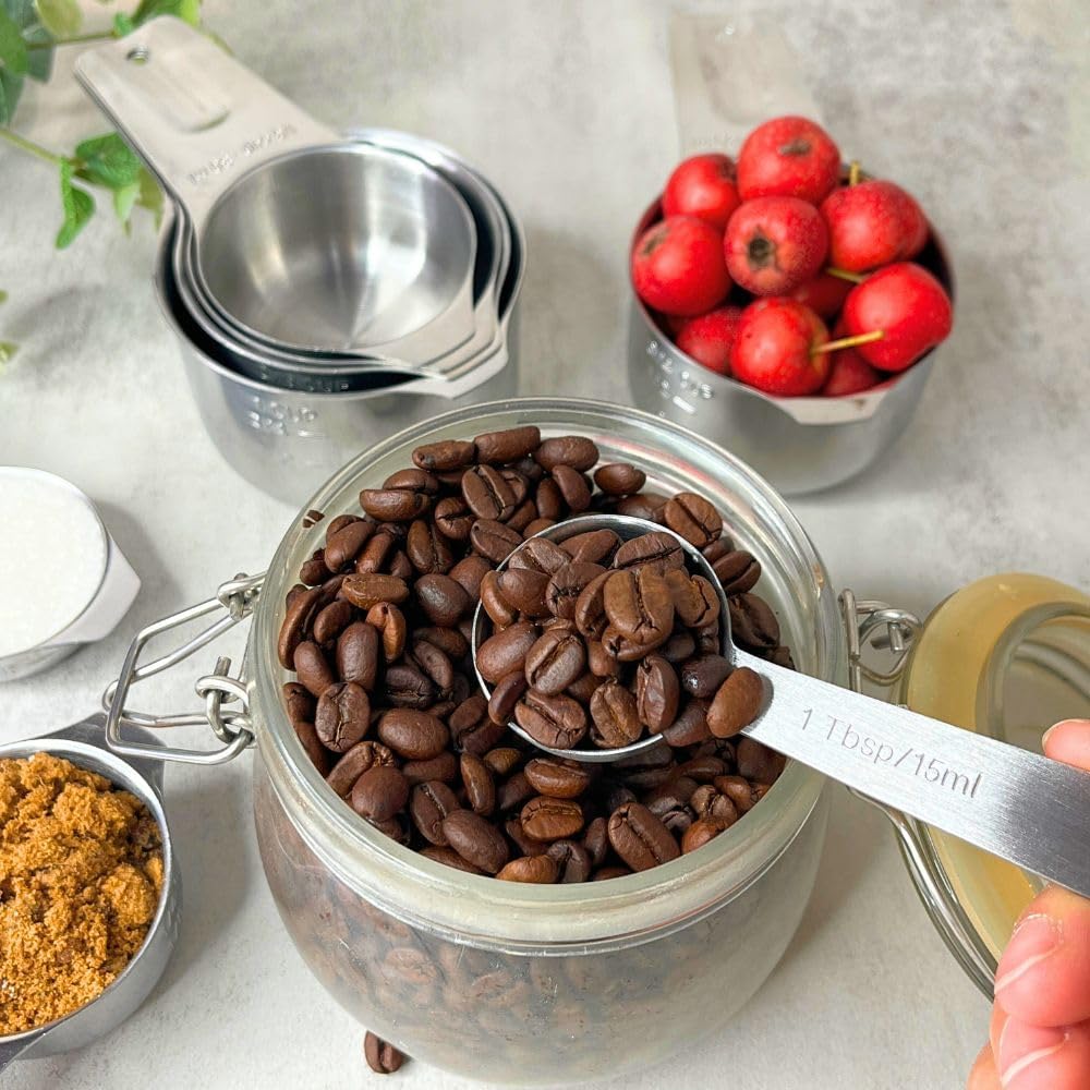 Stainless Steel Measuring Cups and Measuring Spoons Set with Circular Connector,Kitchen Measuring Spoons and Cups,kitchen tool for cooking and baking(13 Piece Set)