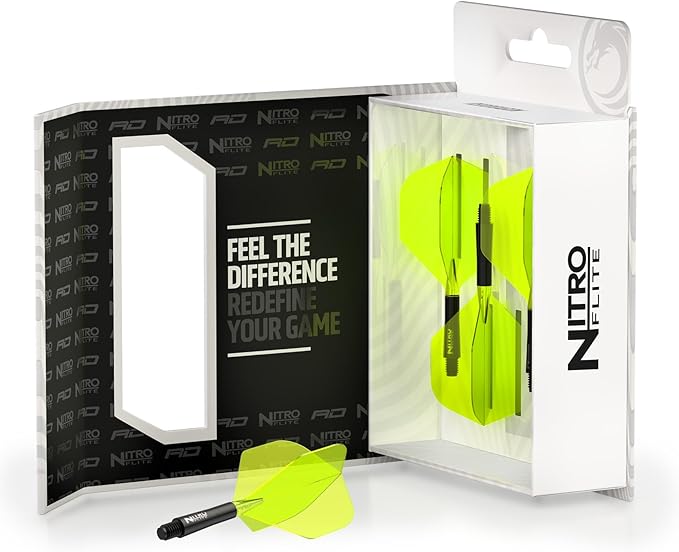 RED DRAGON Darts – Nitro Flite Integrated Flight & Shaft System – No.2 Shape and Design - Available in Short, Intermediate & Medium - Available in Variety of Colours - Professional Darts Accessories