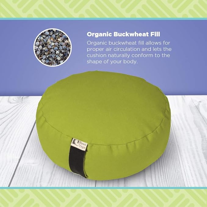 BEAN PRODUCTS Zafu Meditation Pillows for Sitting on Floor, Yoga Cushion, Cotton/Buckwheat fill Yoga Pillow, Zafu Meditation Cushion, Zen Kneeling Prayer Pad- MADE IN USA - 14" ROUND - TANGERINE