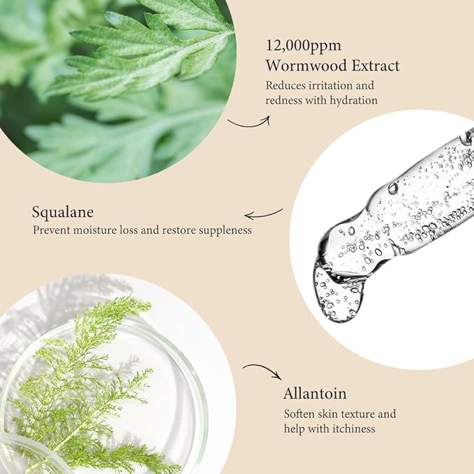 Original Wormwood Calming Watery Cream – Korean Lightweight Gel Moisturizer for Oily, Combination & Sensitive Skin, Hydrating Aloe & Squalane, Non-Greasy, Quick Absorbing, 3.38 oz.