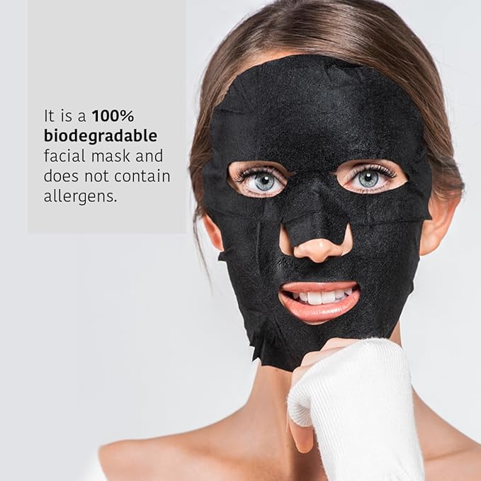 IROHA NATURE Face Masks - Packs for Better Skin (Pack of 5, Rebalancing & Hydrating Tissue Face Mask with Charcoal & Hyaluronic Acid)