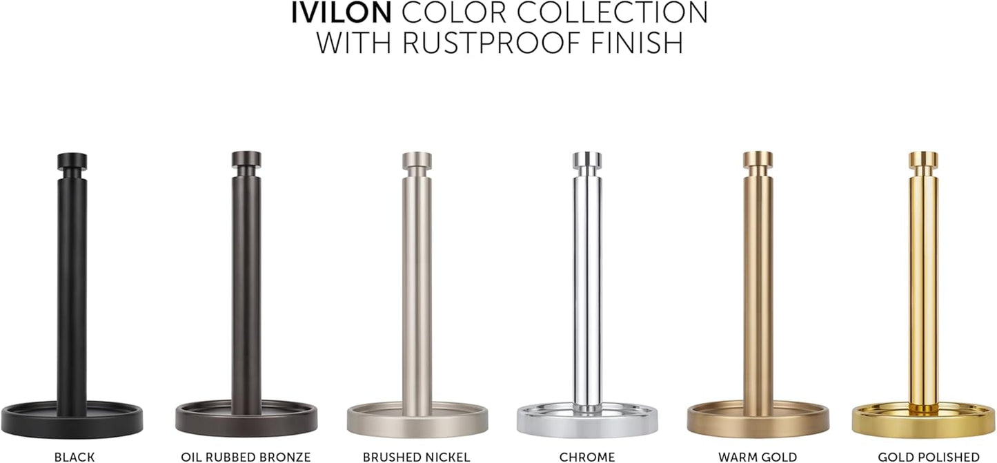 Ivilon Paper Towel Holder Stand - Steady and Easy Tear - Fits All Paper Towel Rolls - Gold Polished