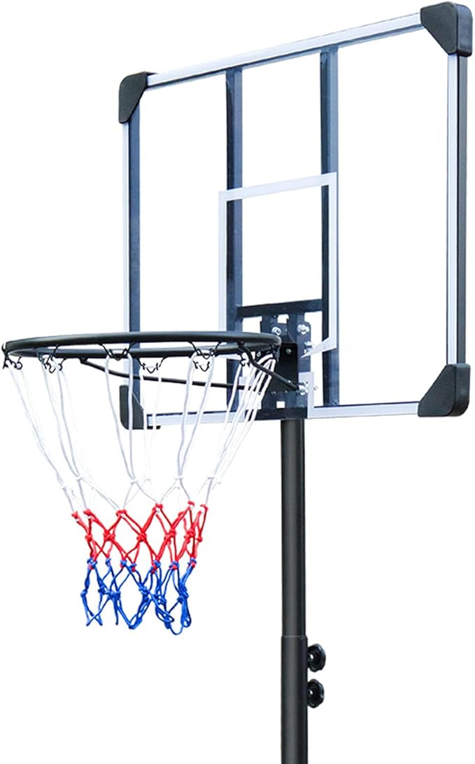 LSKSSNG Portable Adjustable Basketball Hoop System 5.4-7ft with 32Inch Shatterproof Backboard & Wheels, Suitable for Youth & Adults, Indoor/Outdoor