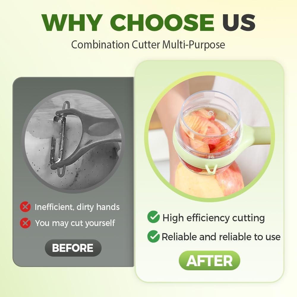 3 in 1 Peeler with Container, 2025 New Stainless Steel Peelers with Container with Handle Fruit Knife, Multifunctional Vegetable Peelers for Home Kitchen (Yellow and Green)