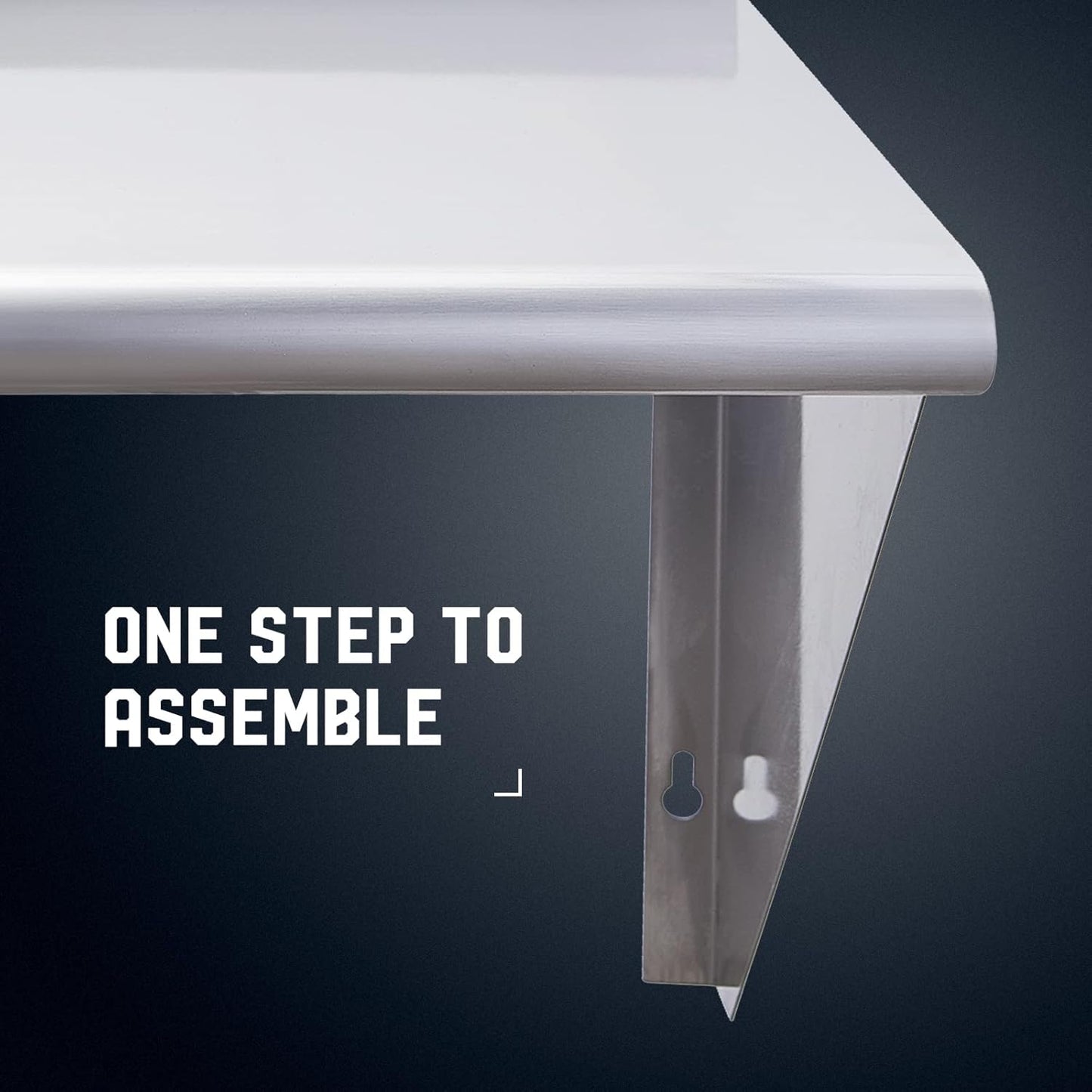 Profeeshaw NSF Stainless Steel Shelf 12” x 24”, 230 lb Commercial Shelves Wall Mounted Metal Shelving with Backsplash and 2 Brackets for Restaurant, Bar, Utility Room, Kitchen and Garage