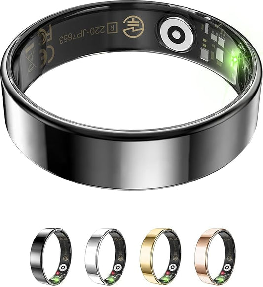 Fitness Tracker, Smart Ring for Women Men, Sleep Tracker Ring with 24/7 Heart Rate Monitor, Fitness Ring with Activity Tracker, Step Counter, Calorie Pedometer, No APP Fee, iOS Android (Black, 8)