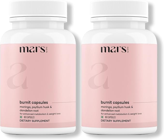 Mars BurnIt Capsules | Enriched with Psyllium Husk, Moringa & Dandelion Root | Supports Digestion, Detox & Weight Management (Pack of 2)