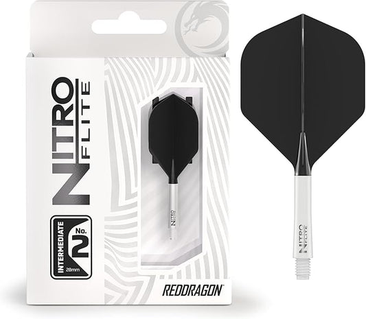 RED DRAGON Darts – Nitro Flite Integrated Flight & Shaft System – No.2 Shape and Design - Available in Short, Intermediate & Medium - Available in Variety of Colours - Professional Darts Accessories