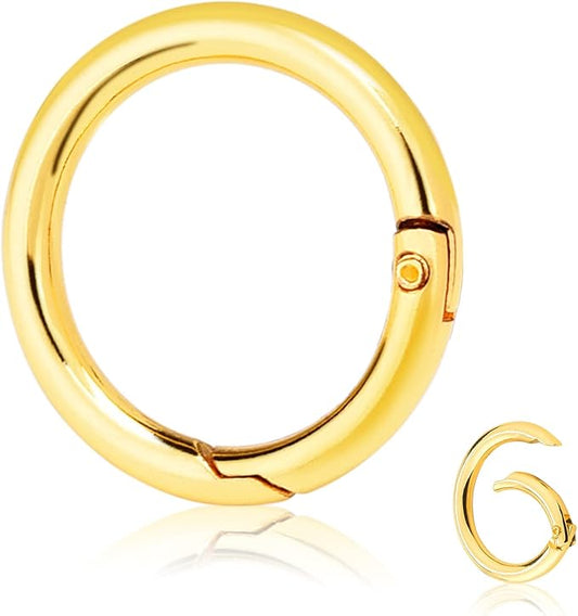 10 Pack 1 Inch Gold Spring O Rings, Metal Keychain Ring Round Carabiner Clips for Replacement Purse Ring Hardware, Keyrings Buckles, Paracord Keychain Lanyard, Home Car Keyrings Attachment