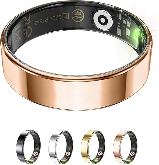 Fitness Tracker, Smart Ring for Women Men, Sleep Tracker Ring with 24/7 Heart Rate Monitor, Fitness Ring with Activity Tracker, Step Counter, Calorie Pedometer, No APP Fee, iOS Android (Rose Gold, 8)