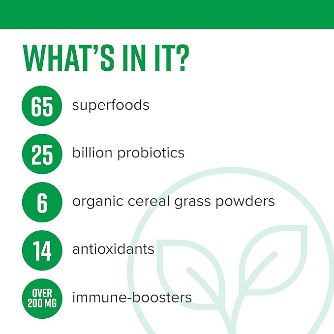 Vibrant Health, Green Vibrance, Includes 65 Plant-Based Superfoods, 25 Billion Probiotics, Fiber, Adaptogens & Enzymes, 83 Servings