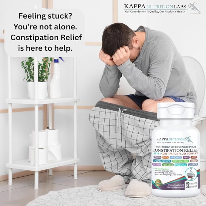 Constipation Relief & Advanced Gut Cleanse Detox for Women and Men – with Cascara Sagrada, Psyllium Husk, Senna Leaf & Probiotics – Non-GMO Colon Cleanse – 60 Capsules – Take 1–2 Daily