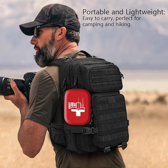 Portable Mini First Aid Kit Compact Medical Kits with Compartments, Waterproof Small EVA Case for Car, Home, Outdoors, Sports, Camping, Hiking and Office