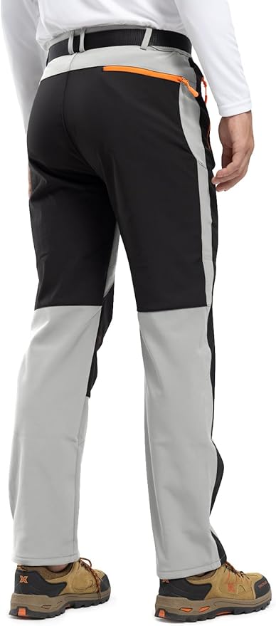 Rdruko Men's Snow Ski Pants Waterproof Insulated Winter Outdoor Snowboard Hiking Fleece Pants with Belt