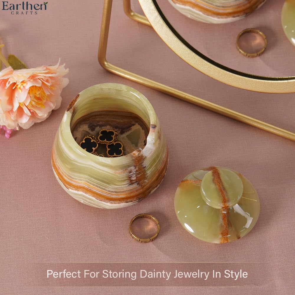 Marble Salt Cellar With Lid Green 3" Inches Salt Holder Seasoning & Spice Jar with Spoon Container, Modern Salt Keeper for Kitchen Countertop