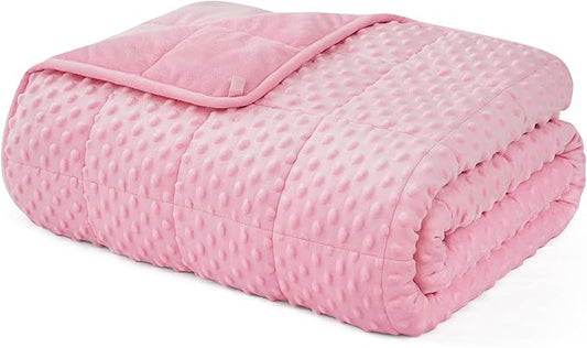 L'AGRATY Weighted Blanket for Adult - 60"x80" 15lbs Minky Dots Heavy Blanket with Glass Beads: Soft Breathable for All-Season Summer Fall Winter Thick Comfort for Sleeping