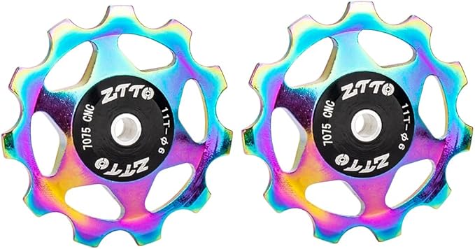 ZTTO Guide Pulley Bike Rear Derailleur Pulley Wheels, Colorful Aluminum Alloy 11T 13T CNC Road Bike Guide Roller Bicycle Derailleur 4mm 5mm 6mm for MTB, Road Bike