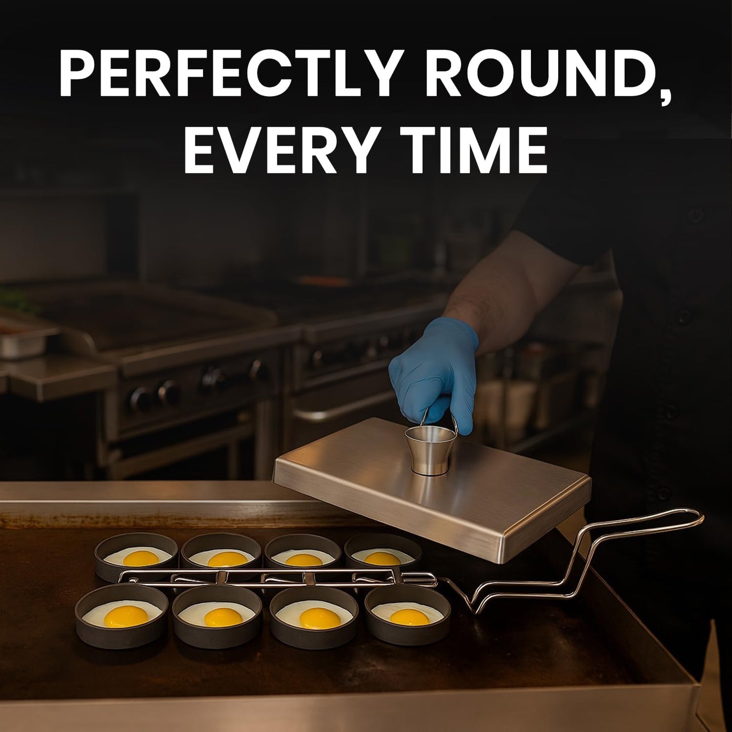 Rattleware Stainless Steel Egg Rings - Commercial-Grade, Even Cooking, Heat-Resistant Handle, Ideal for Frying Eggs - Durable & Trusted by Professional Chefs Worldwide (8 Ring Set)