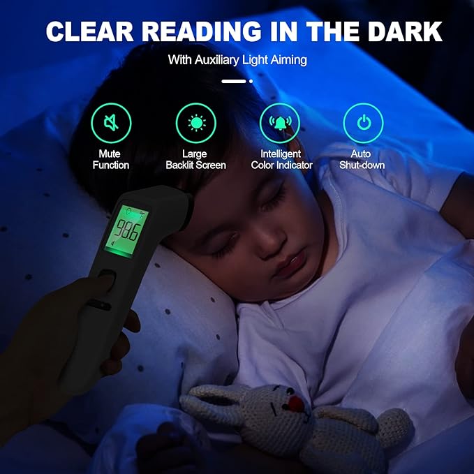 No-Touch Thermometer for Adults and Kids, Digital Accurate Baby Thermometer with Fever Alarm, 1 Second Fast Result, Easy to use, 2 in 1 Mode