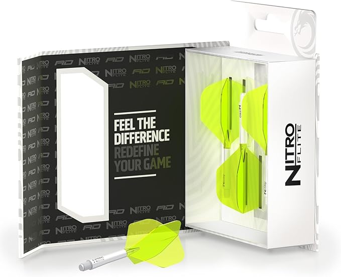 RED DRAGON Darts – Nitro Flite Integrated Flight & Shaft System – No.2 Shape and Design - Available in Short, Intermediate & Medium - Available in Variety of Colours - Professional Darts Accessories