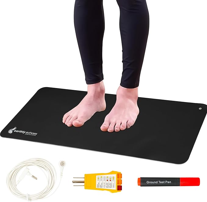 Grounding Mat for Feet, Chair & Yoga | Earthing Grounding Mat for Pain Anxiety Pain Relief, Inflammation | Spacious Grounding Pads for Sleep & Wellness | Includes Grounding Tester, Cable & Mat Tester