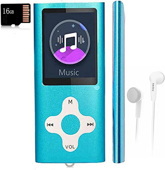 Mp3 Player,Music Player with a 16 GB Memory Card Portable Digital Music Player/Video/Voice Record/FM Radio/E-Book Reader/Photo Viewer/1.8 LCD (Sky Blue)