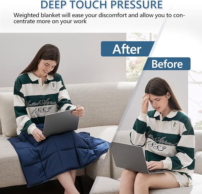 L'AGRATY Weighted Lap Pad 7lb: Small Weighted Blanket for Adults - Cooling, Portable Travel - Washable All-Season (29" x 24")