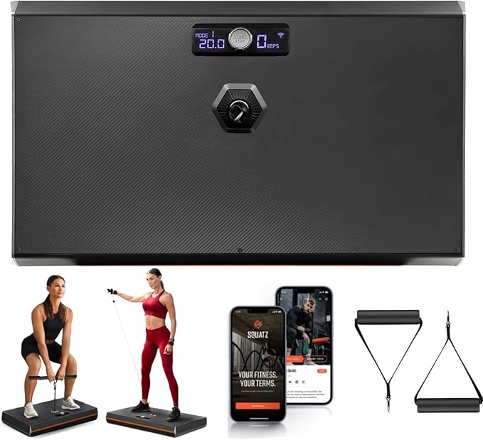 SQUATZ Pluto Home Smart Gym, 100 lbs Adjustable Resistance, All-in-One Digital Fitness Machine with WiFi & Bluetooth, Compact Full-Body Workout Equipment for Strength Training and Muscle Toning