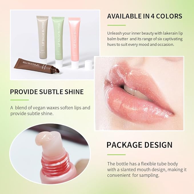 Summer Lip Glossy Butter Lip Balm, Lip Gloss Set, Soothing Lip Skincare, Instant Moisture, Lightweight, Nourish, Hydrate, Moisturizing Tint, Non-Sticky, Long-lasting,
