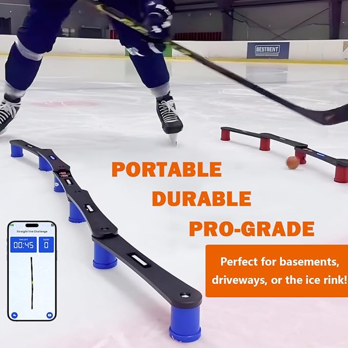 Potent Digital Stickhandling Trainer 2.0 – App-Enabled Hockey Training Aid | Real-Time Feedback, Scoreboard & Timer | Portable On/Off Ice Puck Handling & Reaction Drills