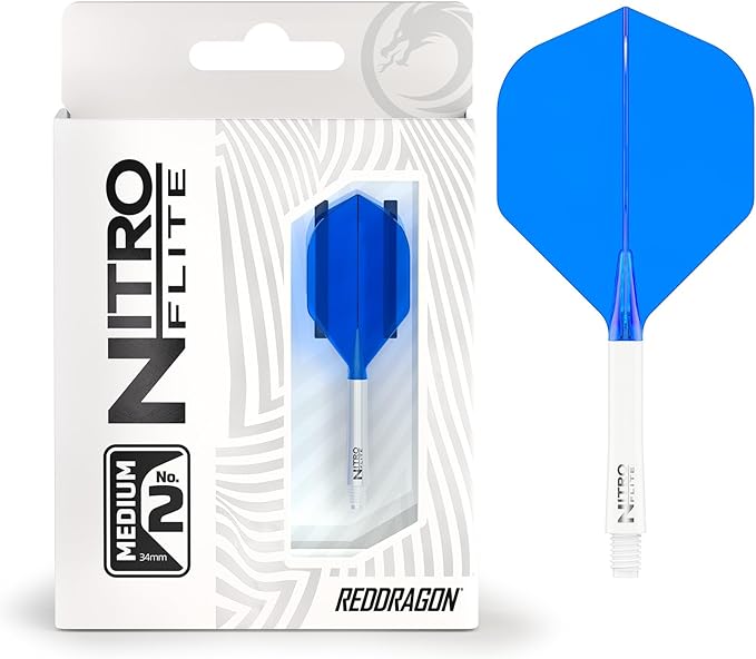 RED DRAGON Darts – Nitro Flite Integrated Flight & Shaft System – No.2 Shape and Design - Available in Short, Intermediate & Medium - Available in Variety of Colours - Professional Darts Accessories