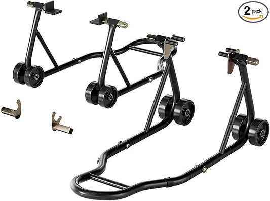 SPECSTAR Universal Motorcycle Stands, 882 Lbs Capacity Front Rear Wheels Lift Combo with U+L Adjustable Swingarm Spool, Heavy Duty Paddock Stands for BMW, Suzuki, Yamaha, Honda, Kawasaki, Black