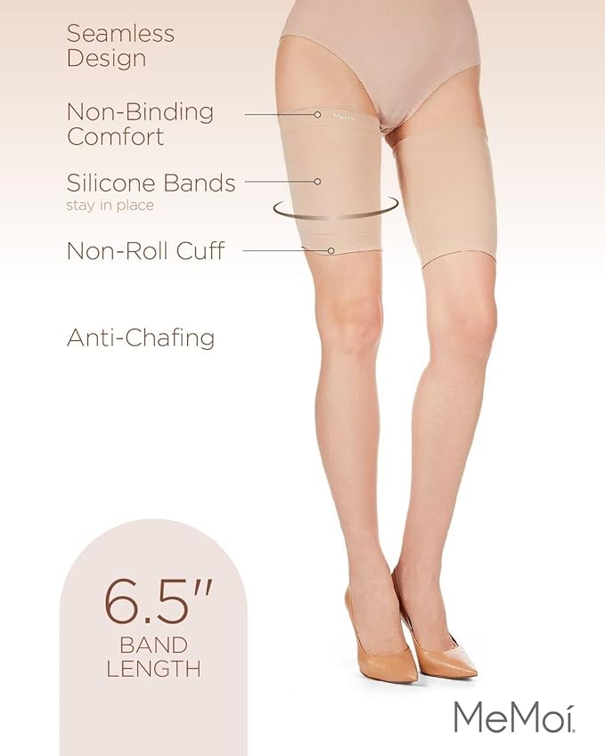 MeMoi Women's Bodysmoothers Anti Thigh Chafing Thigh Bands, Prevents Chafing, Eliminates Irritation and Friction - Sizes S-Q1