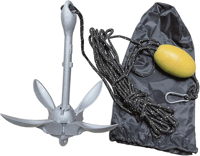 ISURE MARINE 1.5kg/3.5 lbs Boat Anchor ,Kayak Fishing Galvanized Anchor kit, Folding Anchor System for Kayak Canoes Accessories