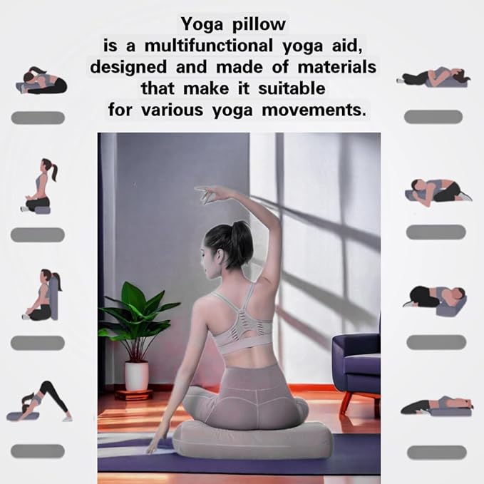 NGT new guide steps Yoga Bolster Pillow for Meditation and Support - Rectangular Yoga Cushion Foam Wedges Washable Suede Pillowcase for Men and Women with Carry Handles.…