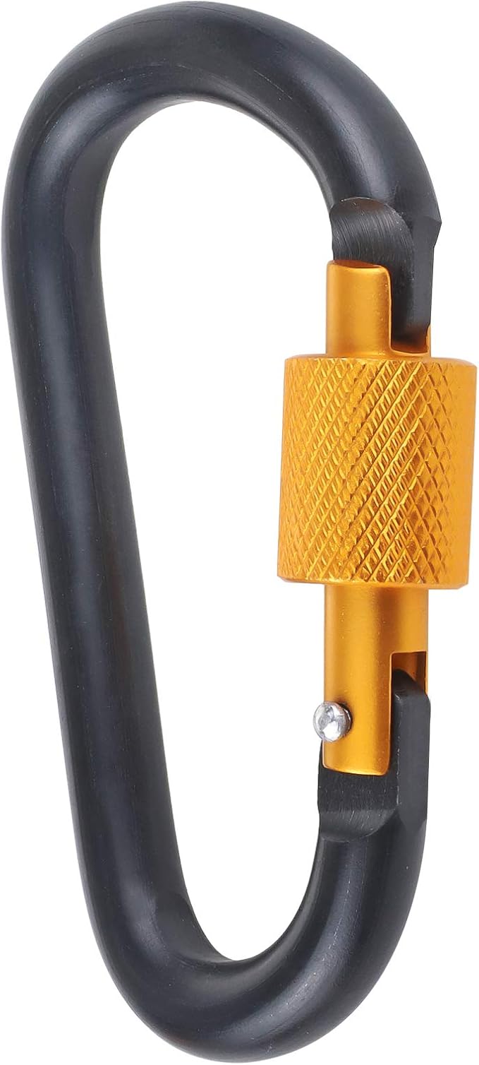 10 Pack Aluminum D Ring Key Rings Hiking Clips Locking Carabiner for Hiking Camping Fishing and Outdoor Use,Clips with Screw Gate Multicolored