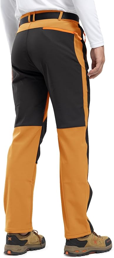 Rdruko Men's Snow Ski Pants Waterproof Insulated Winter Outdoor Snowboard Hiking Fleece Pants with Belt