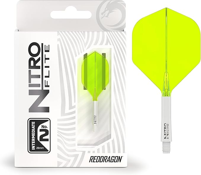 RED DRAGON Darts – Nitro Flite Integrated Flight & Shaft System – No.2 Shape and Design - Available in Short, Intermediate & Medium - Available in Variety of Colours - Professional Darts Accessories