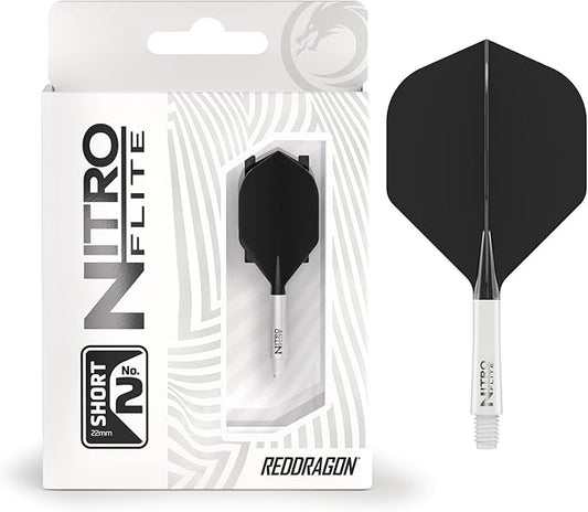 RED DRAGON Darts – Nitro Flite Integrated Flight & Shaft System – No.2 Shape and Design - Available in Short, Intermediate & Medium - Available in Variety of Colours - Professional Darts Accessories