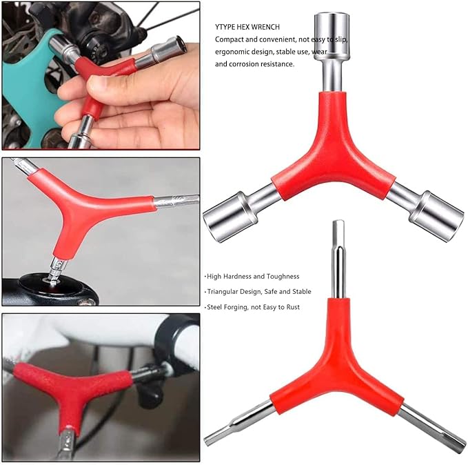 Bicycle Spoke Tension Meter Wrench Repair Tool Set, 8pcs Adjustment Bike Bicycle Spoke Indicator Tensiometer Wrench, Wheel Repair Tool W/Valve Wrench/Spoke Wrench/Tire Lever/Hex/Socket Wrench