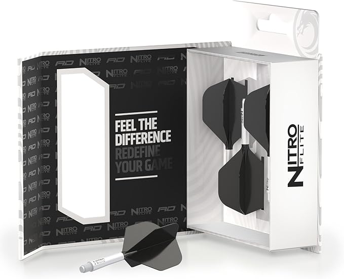 RED DRAGON Darts – Nitro Flite Integrated Flight & Shaft System – No.2 Shape and Design - Available in Short, Intermediate & Medium - Available in Variety of Colours - Professional Darts Accessories