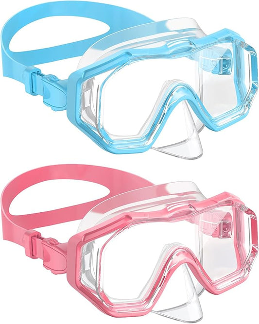 W WSTOO Kids Swim Goggles with Nose Cover,Snorkel Diving Swimming Mask for Youth 5-15,HD 3-Window Wide Vision Anti-Shattered Lens Anti-Fog&Leak