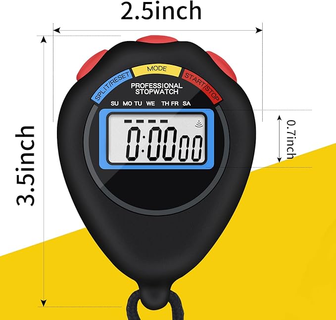6 Pack Multi-Function Electronic Digital Sport Stopwatch Timer, Large Display with Date Time and Alarm Function,Suitable for Sports Coaches Fitness Coaches and Referees(Black)