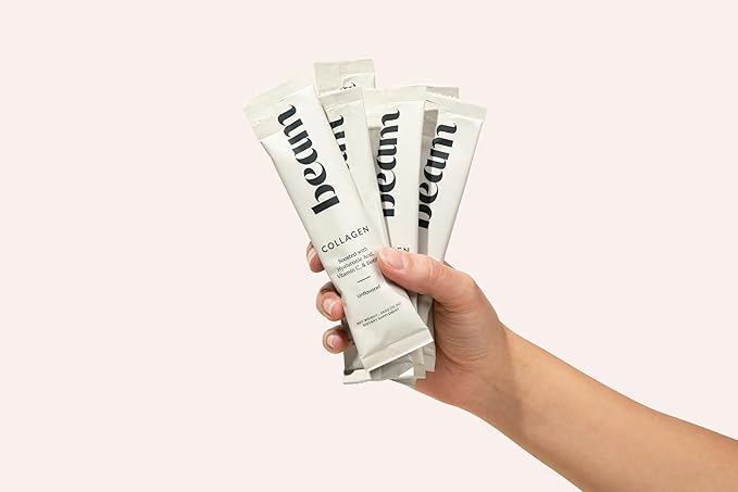 Beam Collagen Powder, Collagen for Women, Collagen with Hyaluronic Acid, Collagen Peptides Type 1 and 3, with Biotin, Grass Fed Bovine, Third-Party Tested, Best for Coffee, Vitamin C, 5 Servings