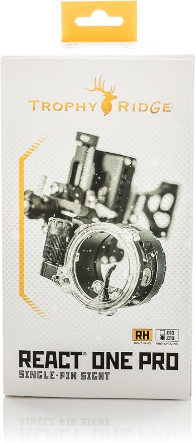 Trophy Ridge React One Pro Bow Sight - Accuracy up to 100 Yards, Tool Less Windage and Elevation Adjustability, 2nd/3rd Axis Leveling, Adjustable Click Light